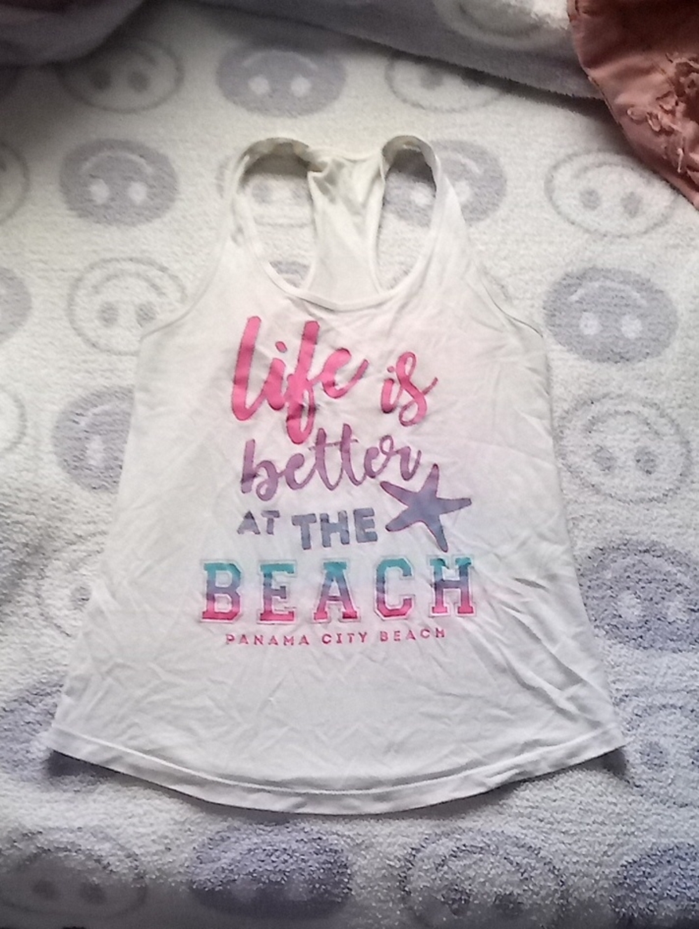 Life Is Better at the Beach White Graphic Tank Top